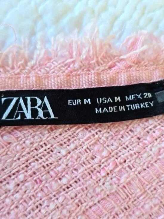 Zara Women's Crop Top Size Medium Pink Tweed V Neckline Sleeveless Festival Y2K - Picture 7 of 10